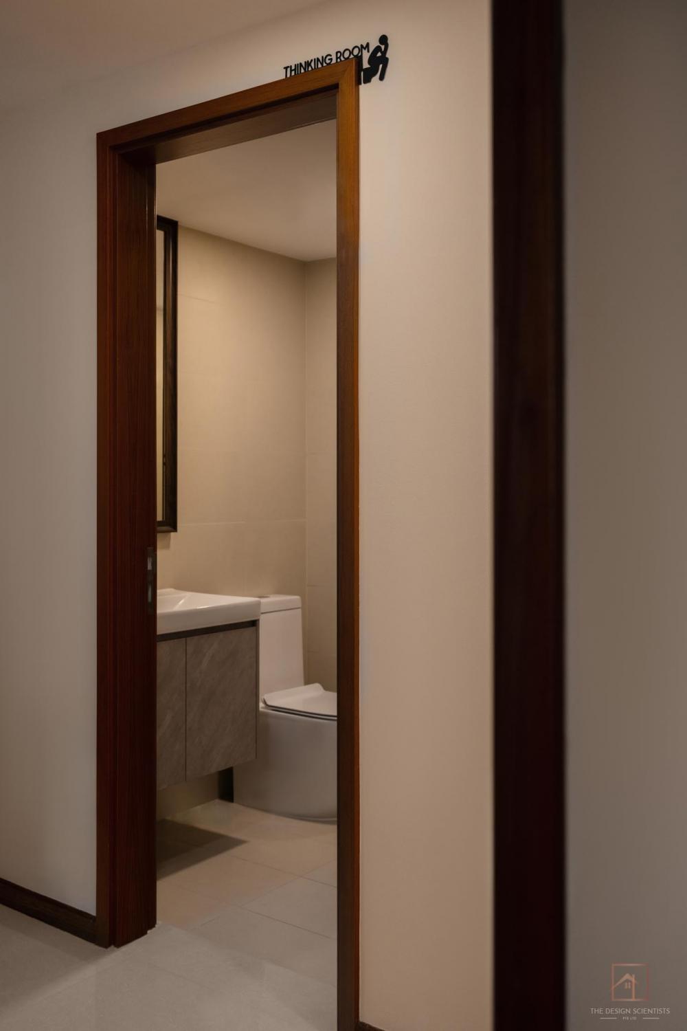 Scandinavian Bathroom with Countertop and Mirror