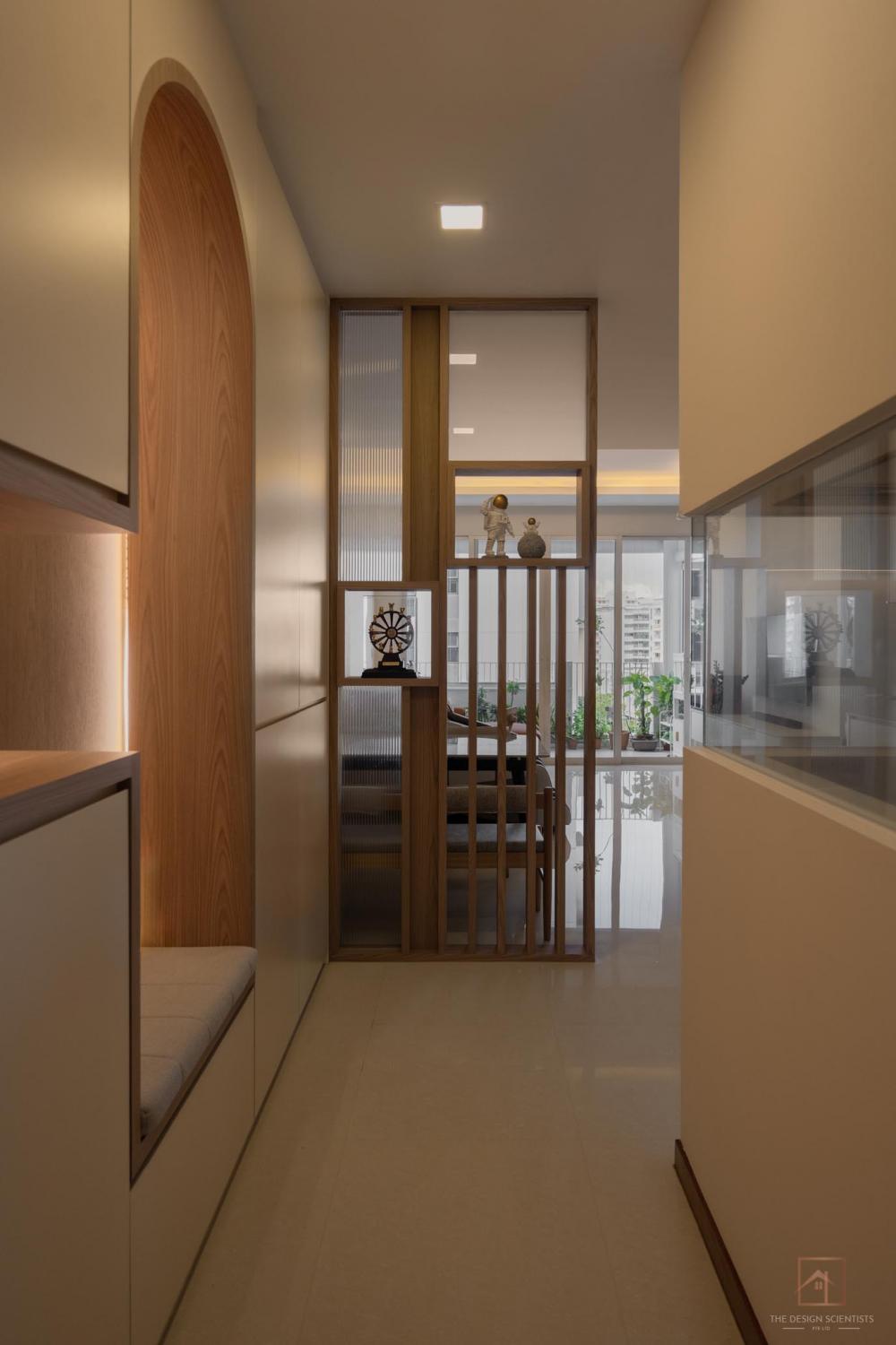 Scandinavian Entryway with Seating Bench and Small Storage