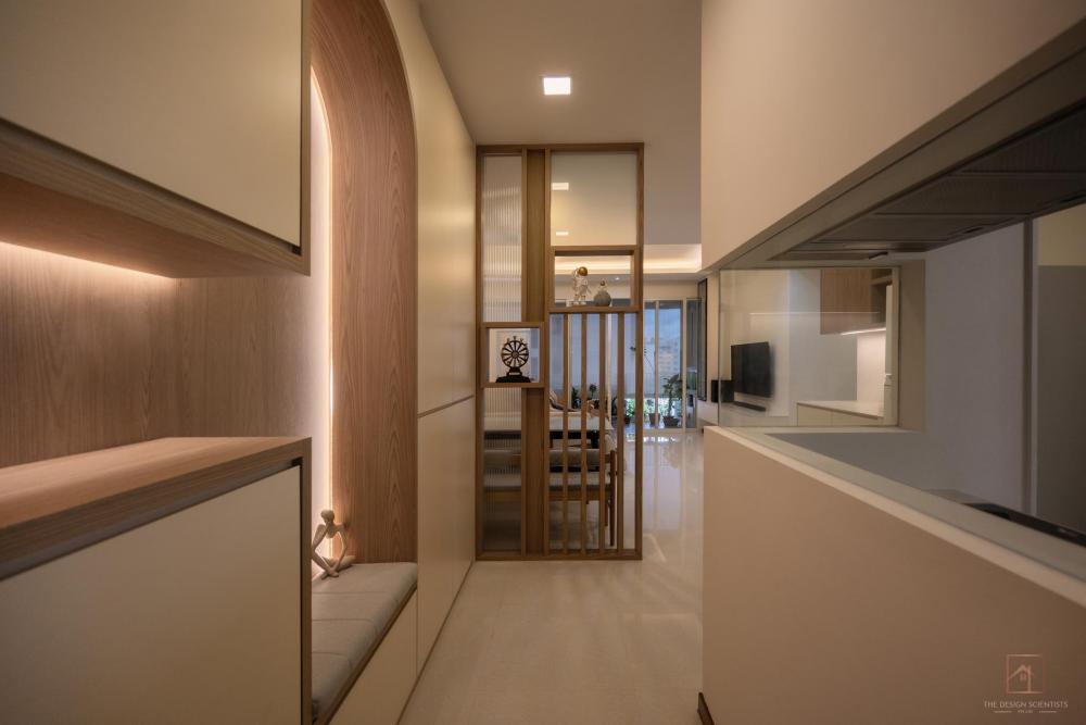 Scandinavian Entryway with Seating Bench and Shoe Rack