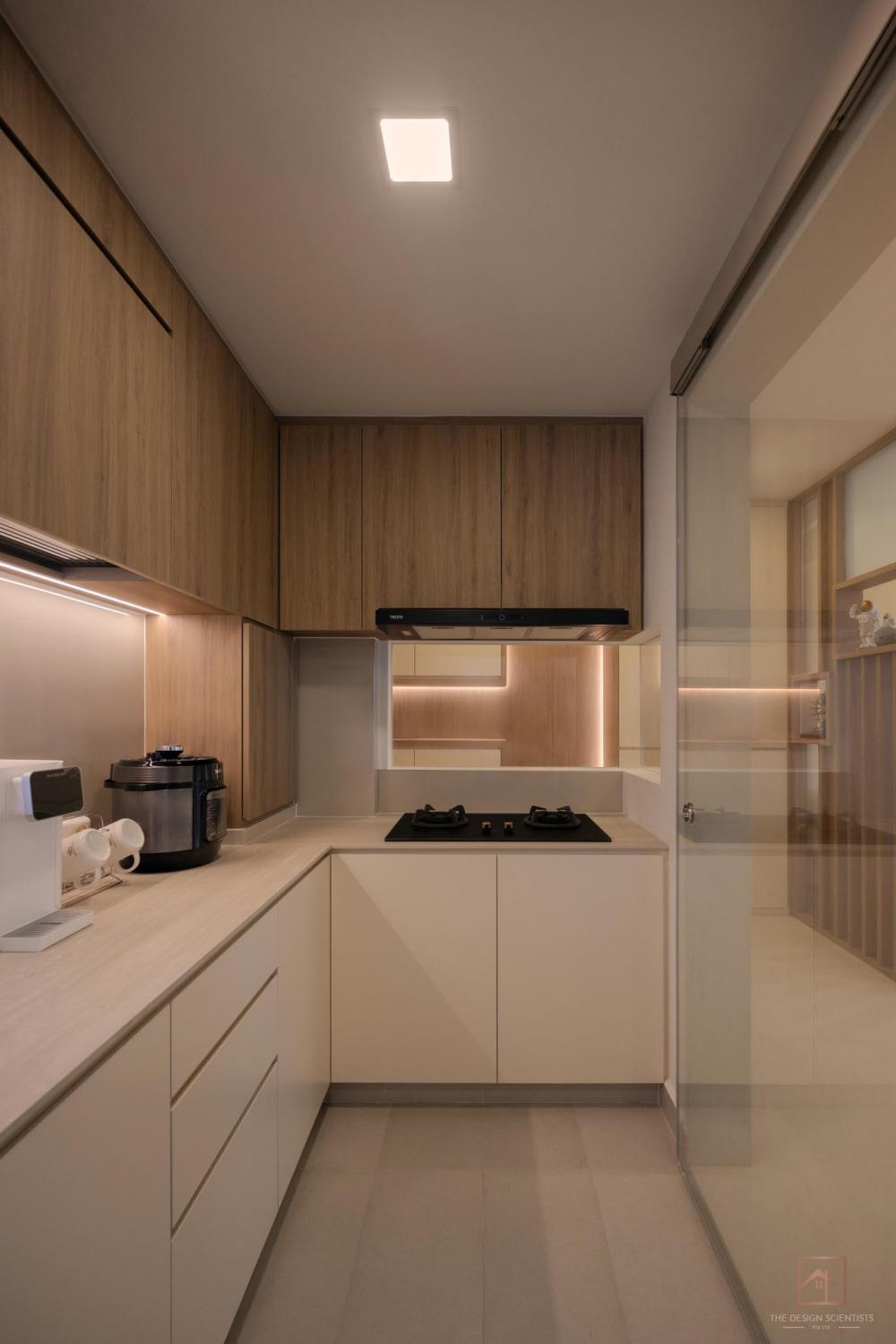 Scandinavian Kitchen with Homogeneous Tiles and Kitchen Island