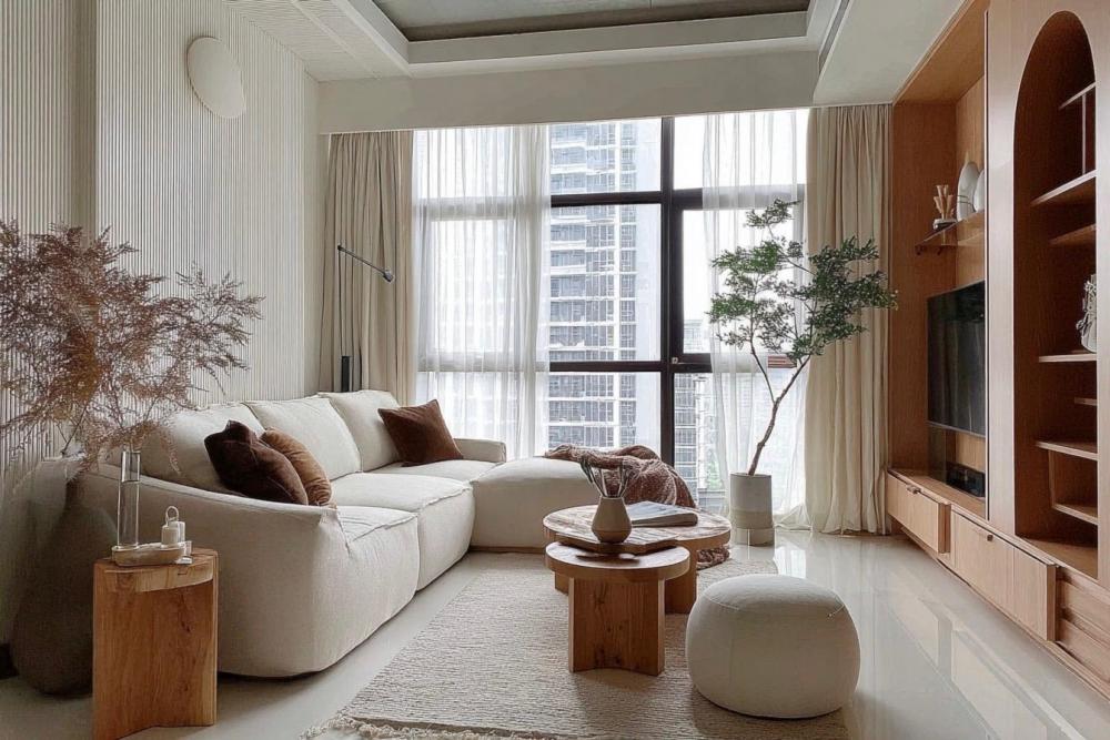 Contemporary Living Room with TV Console and Sofa