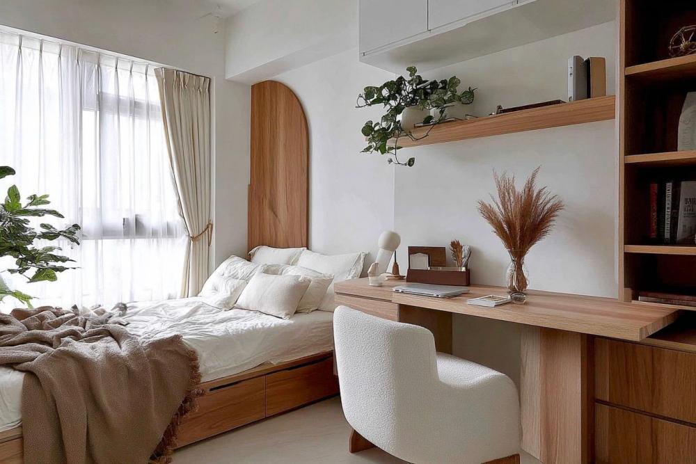 Contemporary Bedroom with Bookshelf and Single Bed