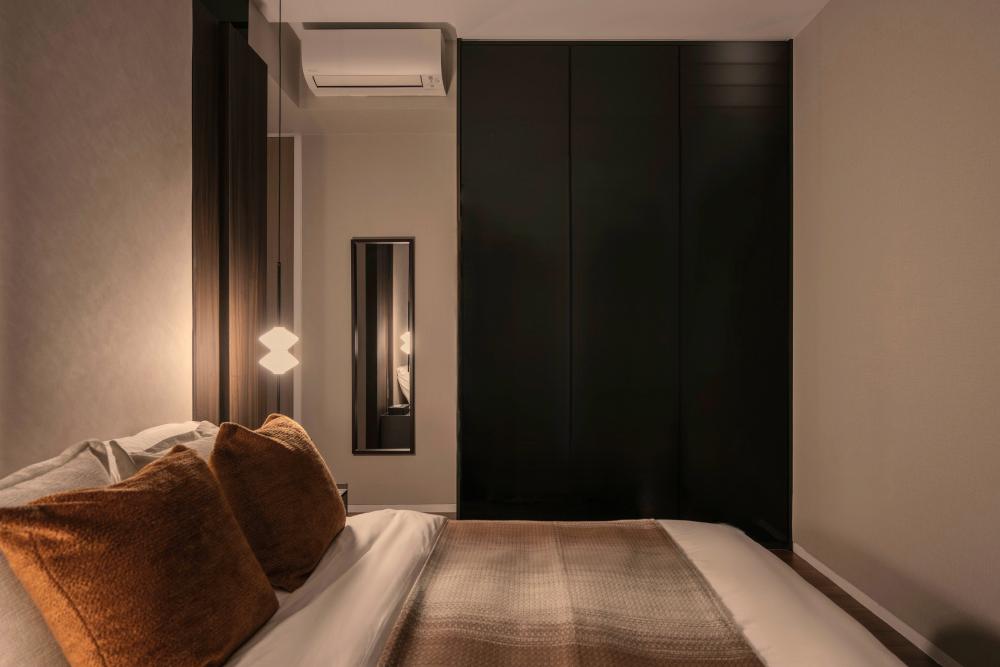 Contemporary Bedroom with Platform Bed and Wardrobe