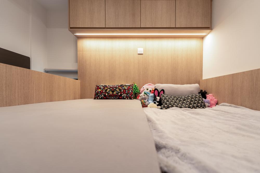 Scandinavian Bedroom with Bed and Bunk Bed