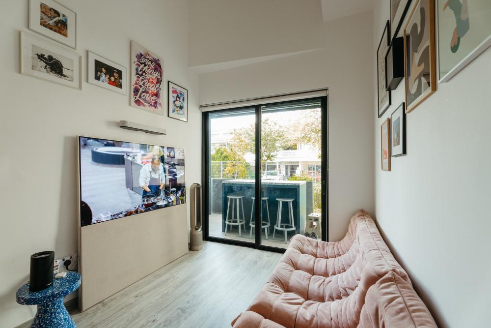 Scandinavian Living Room with Sofa and TV
