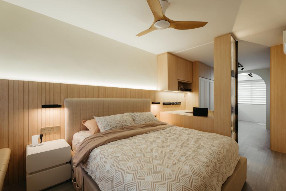 Contemporary Bedroom with Vinyl Flooring and Flooring
