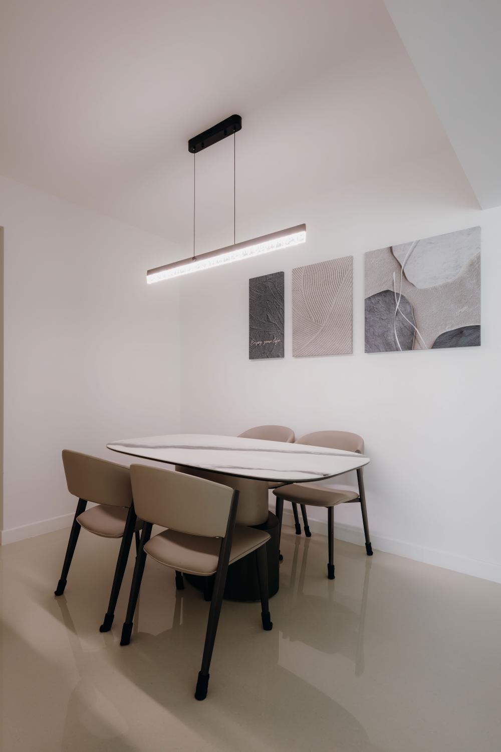Minimalist Dining Room with Dining Table and Lighting