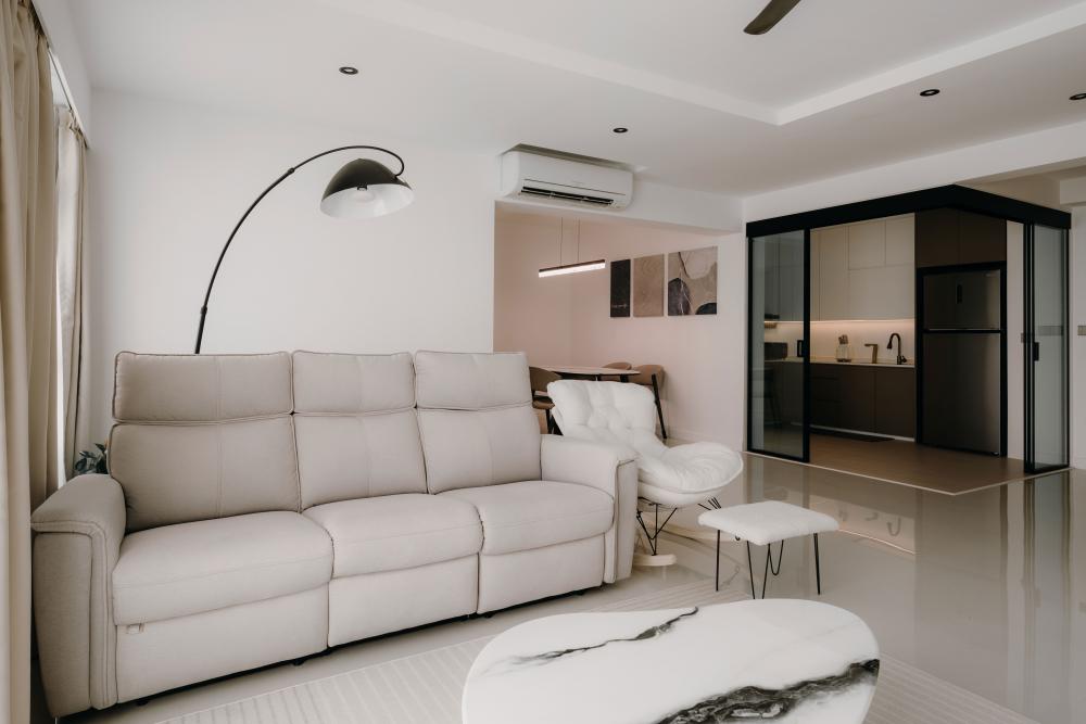 Minimalist Living Room with Sofa and Leather Sofa