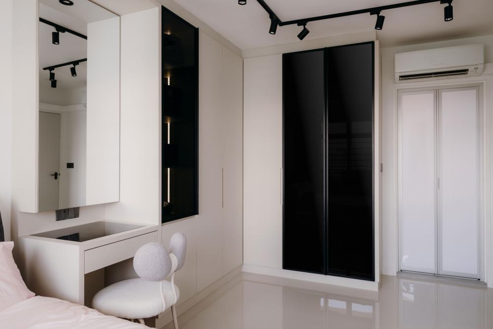 Minimalist Bedroom with Wardrobe and Lighting