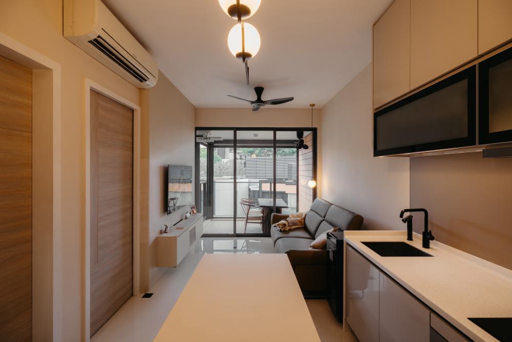 Modern Kitchen with Countertop and Kitchen Island