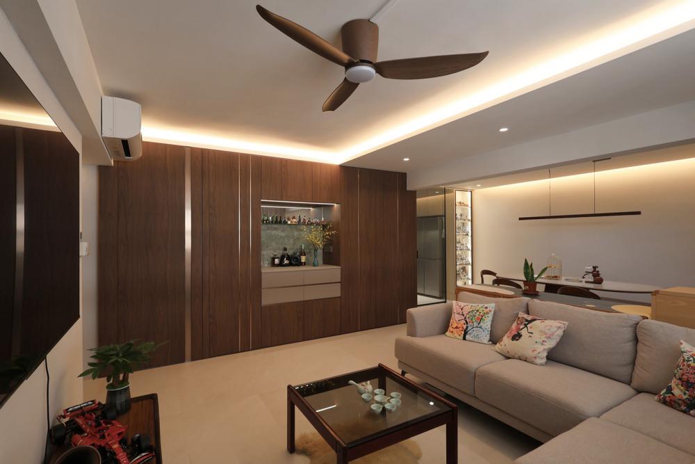 Contemporary Living Room with Ceiling Light and Sofa