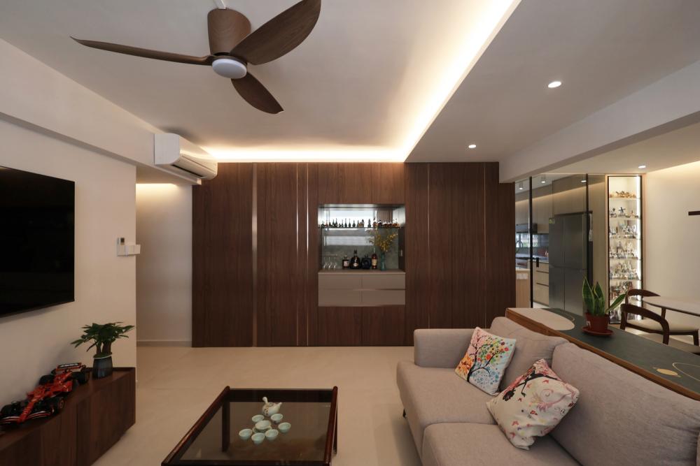 Contemporary Living Room with TV Console and Sofa