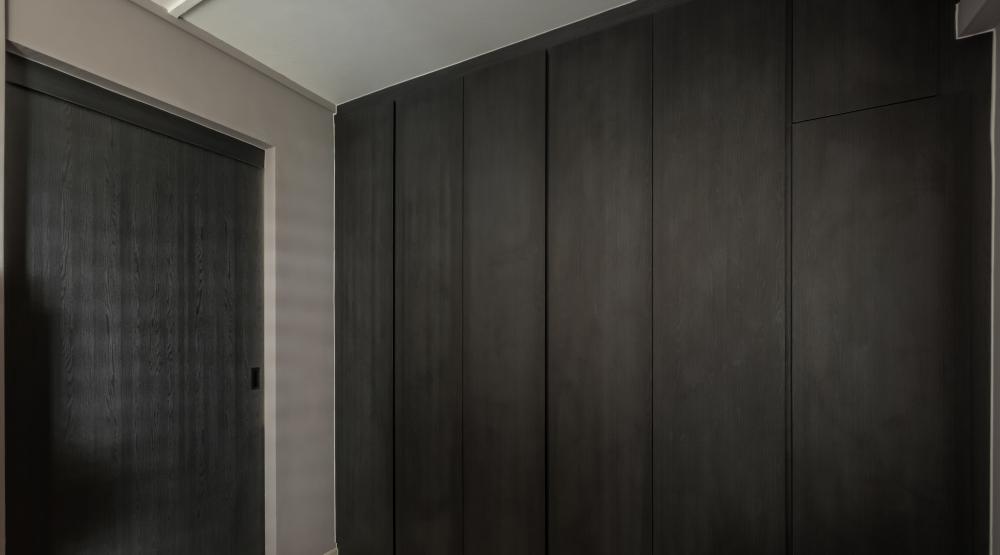 Contemporary Bedroom with Vinyl Flooring and Ceiling Light