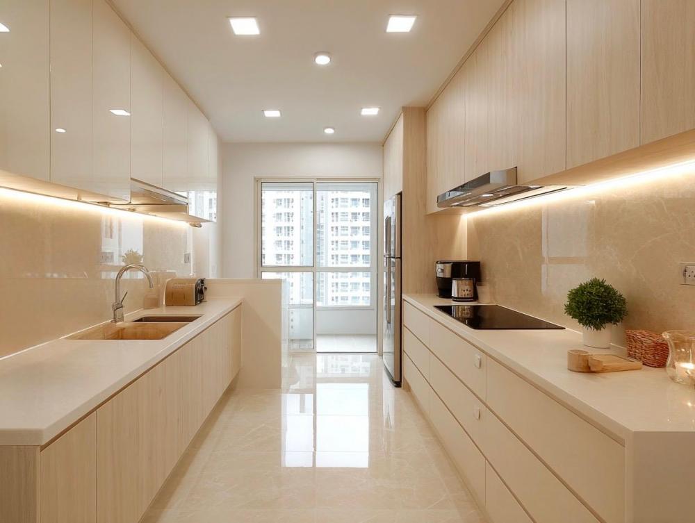 Contemporary Kitchen with Countertop and Cupboard