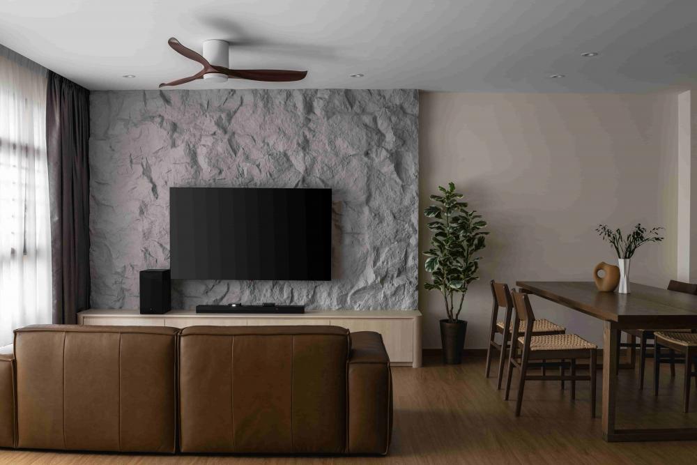 Modern Living Room with TV Console and Feature Wall