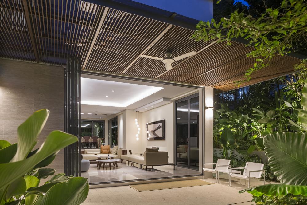 Contemporary Outdoor with Trellis and Canopy