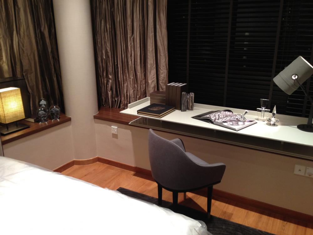Contemporary Bedroom with Parquet Floor and Bay Window