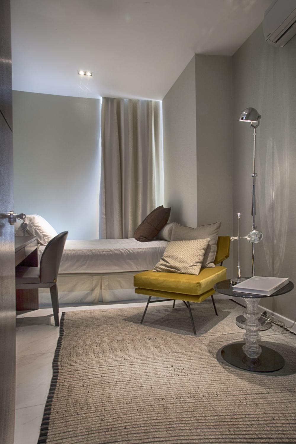 Contemporary Bedroom with Bed and Lamps