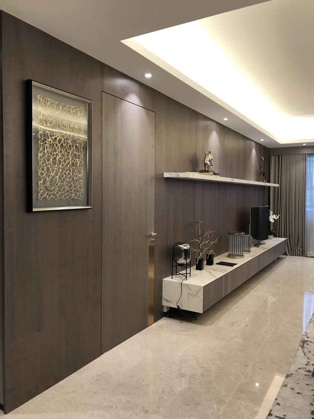 Modern Living Room with TV Console and Feature Wall