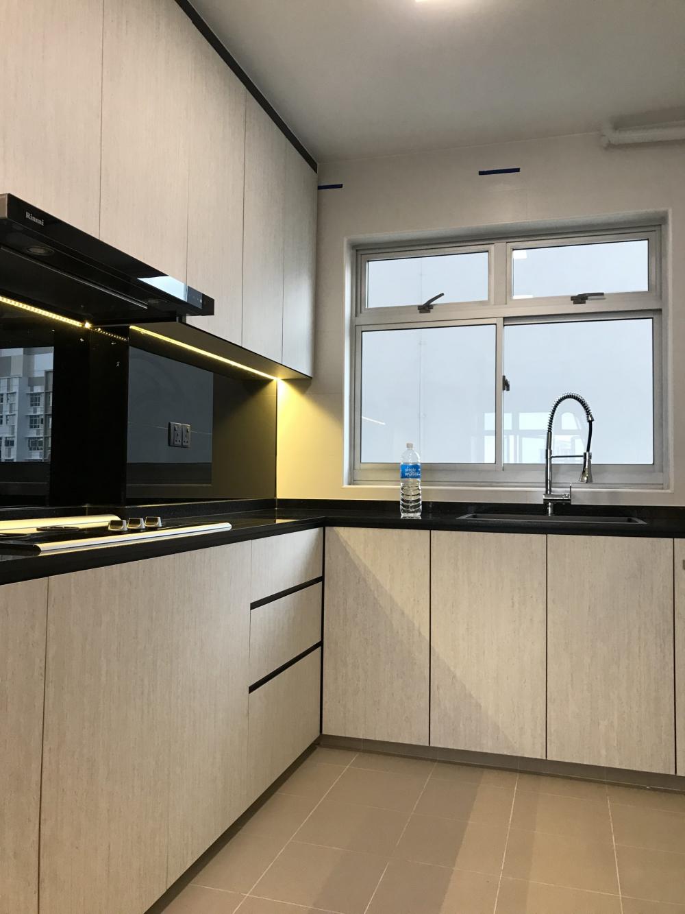 Industrial Kitchen with Countertop and Kitchen Window