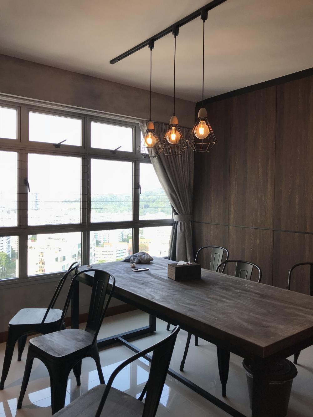 Industrial Dining Room with Dining Table and Dining Chairs