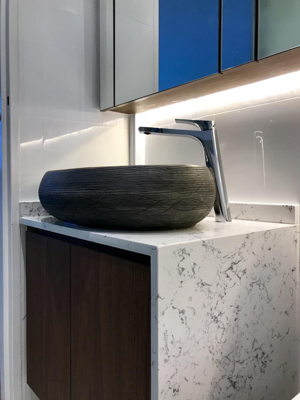 Contemporary Bathroom with Countertop and Mirror