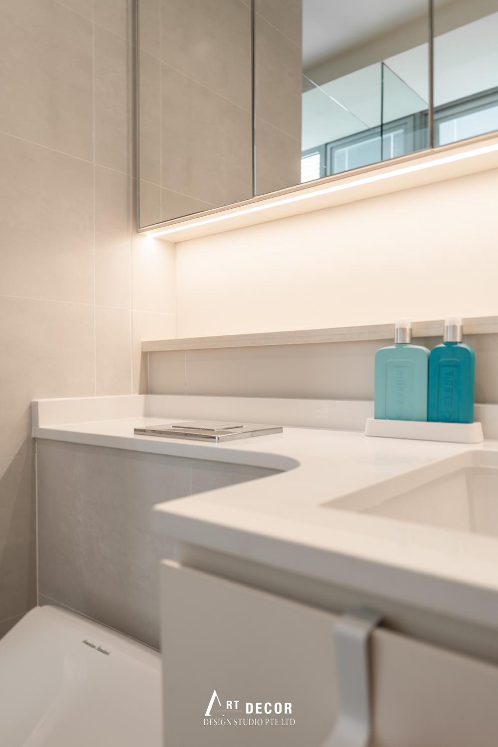 Contemporary Bathroom with Countertop and Mirror