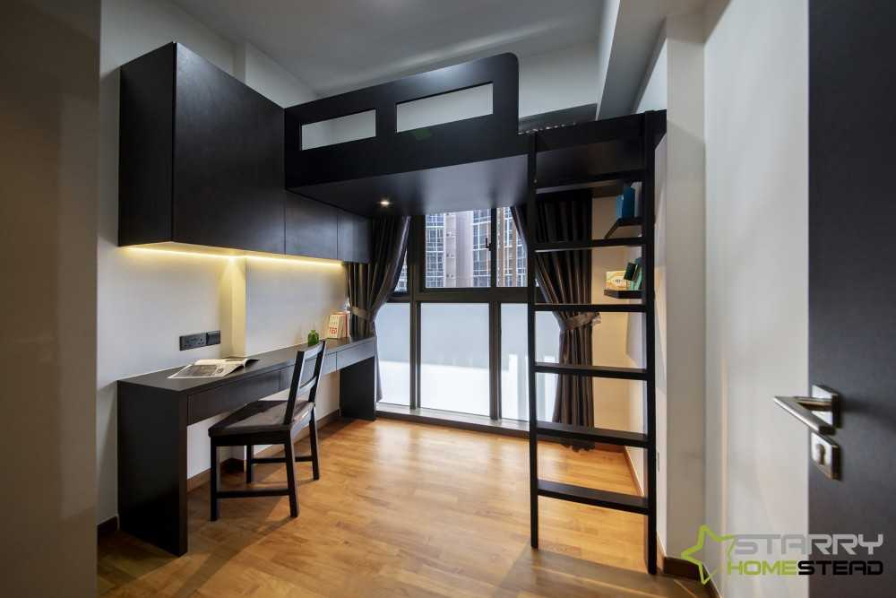 Modern Bedroom with Desk and Desk Chairs