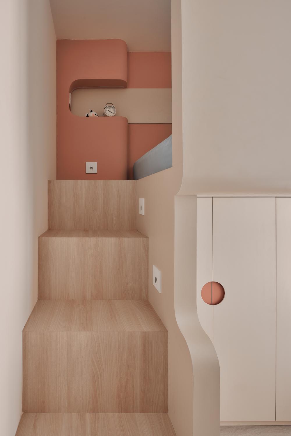 Modern Bedroom with Loft and Storage Cabinets