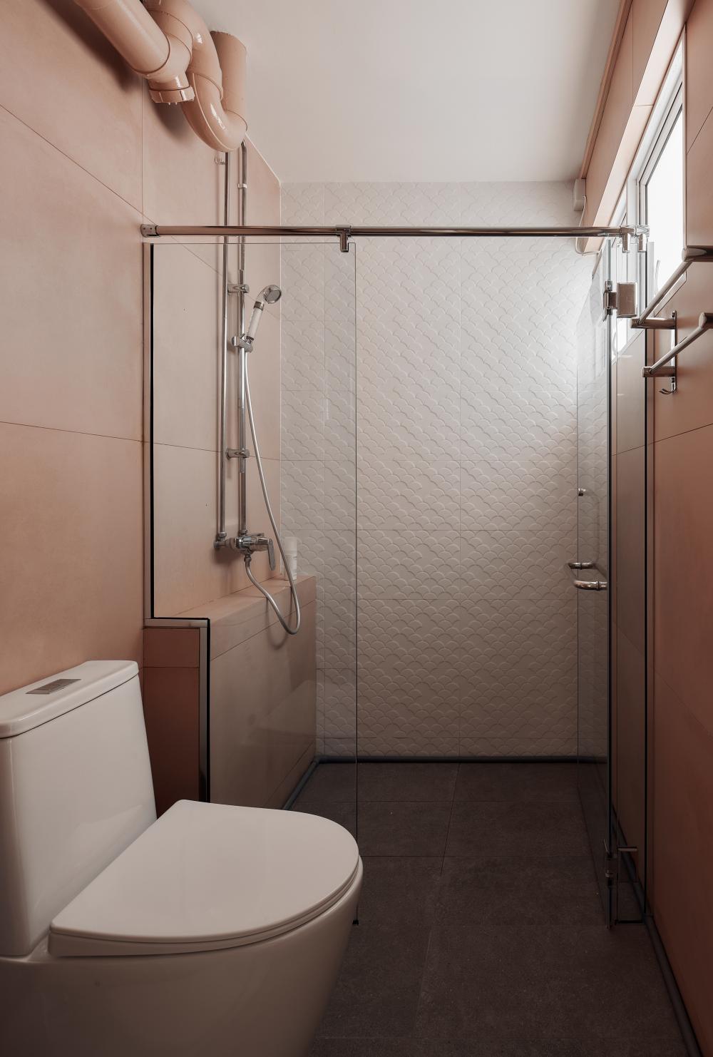 Asian Bathroom with Shower Screen and Bathroom Storage