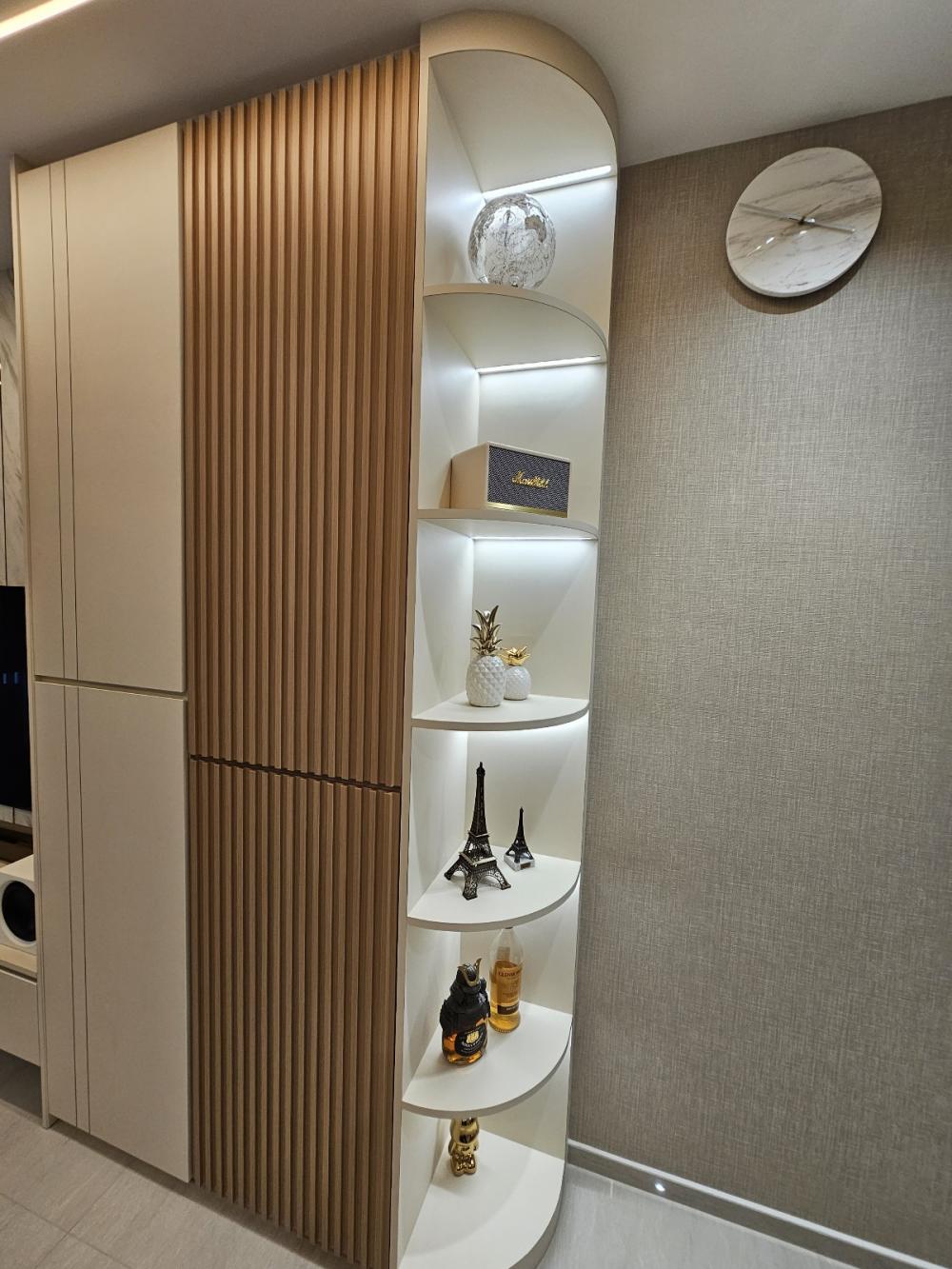 Scandinavian Hallway with Artwork and Lighting