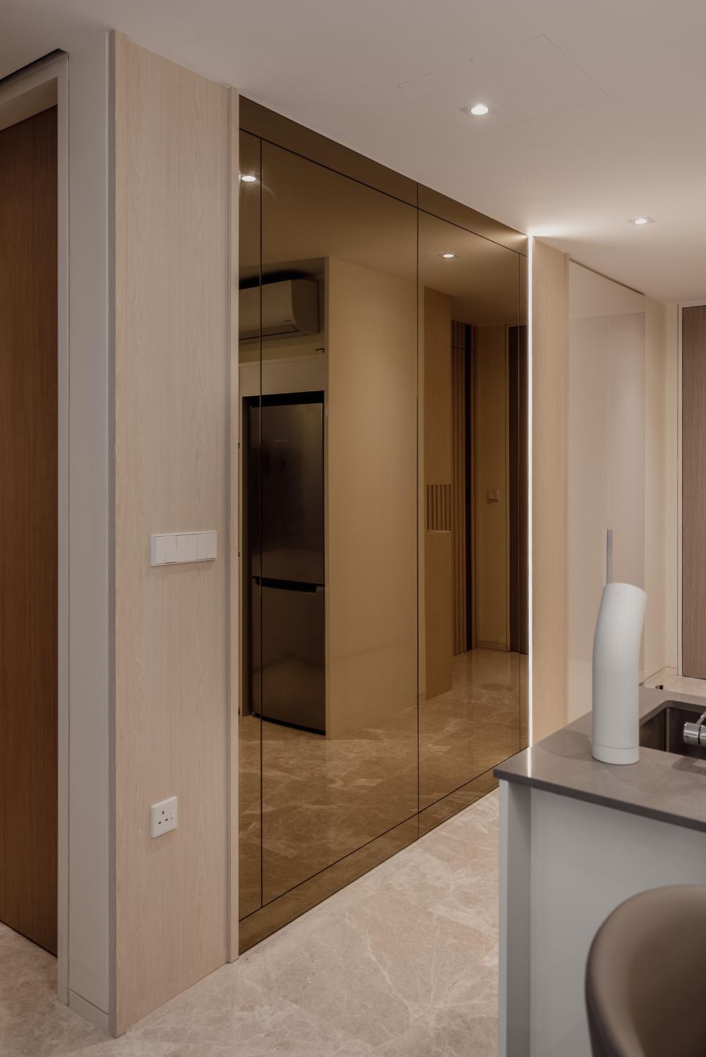 Modern Entryway with Mirror and Small Storage