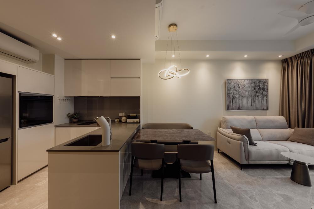 Modern Living Room with Drop Light and Sofa