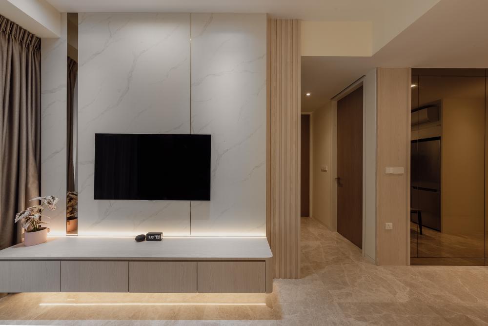 Modern Living Room with TV Console and TV