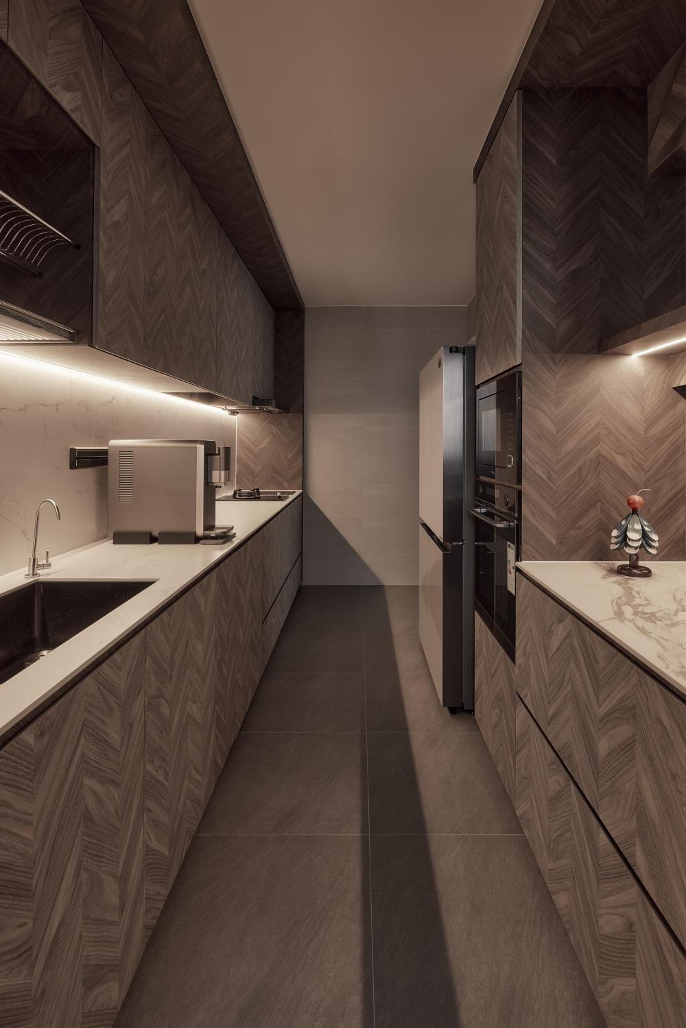 Minimalist Kitchen with Kitchen Window and Cupboard
