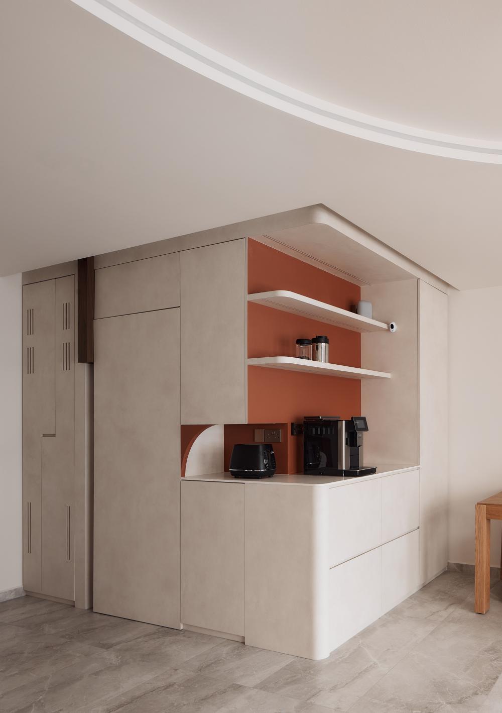 Minimalist Pantry with Kitchen Island and Console Table