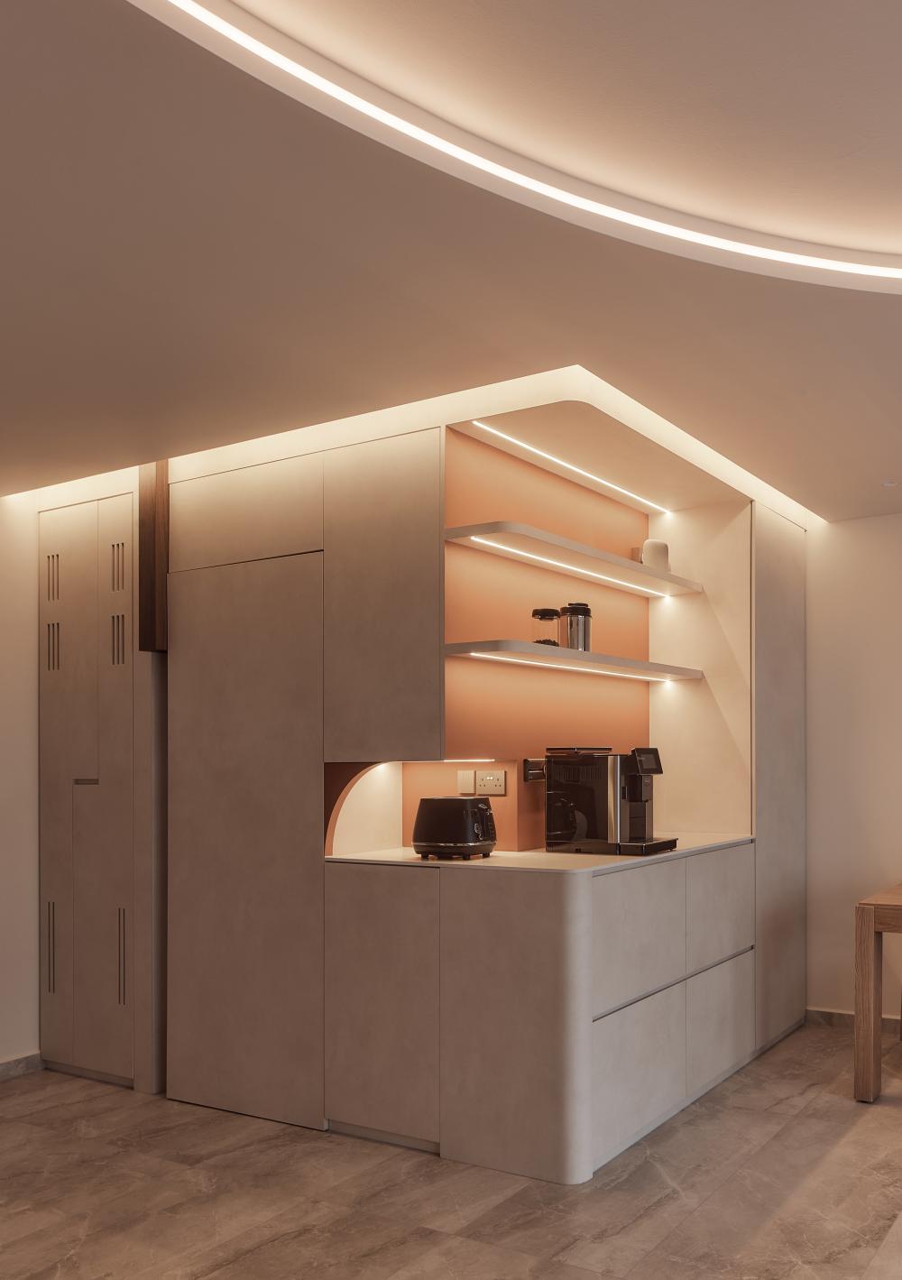 Minimalist Pantry with Kitchen Island and Console Table