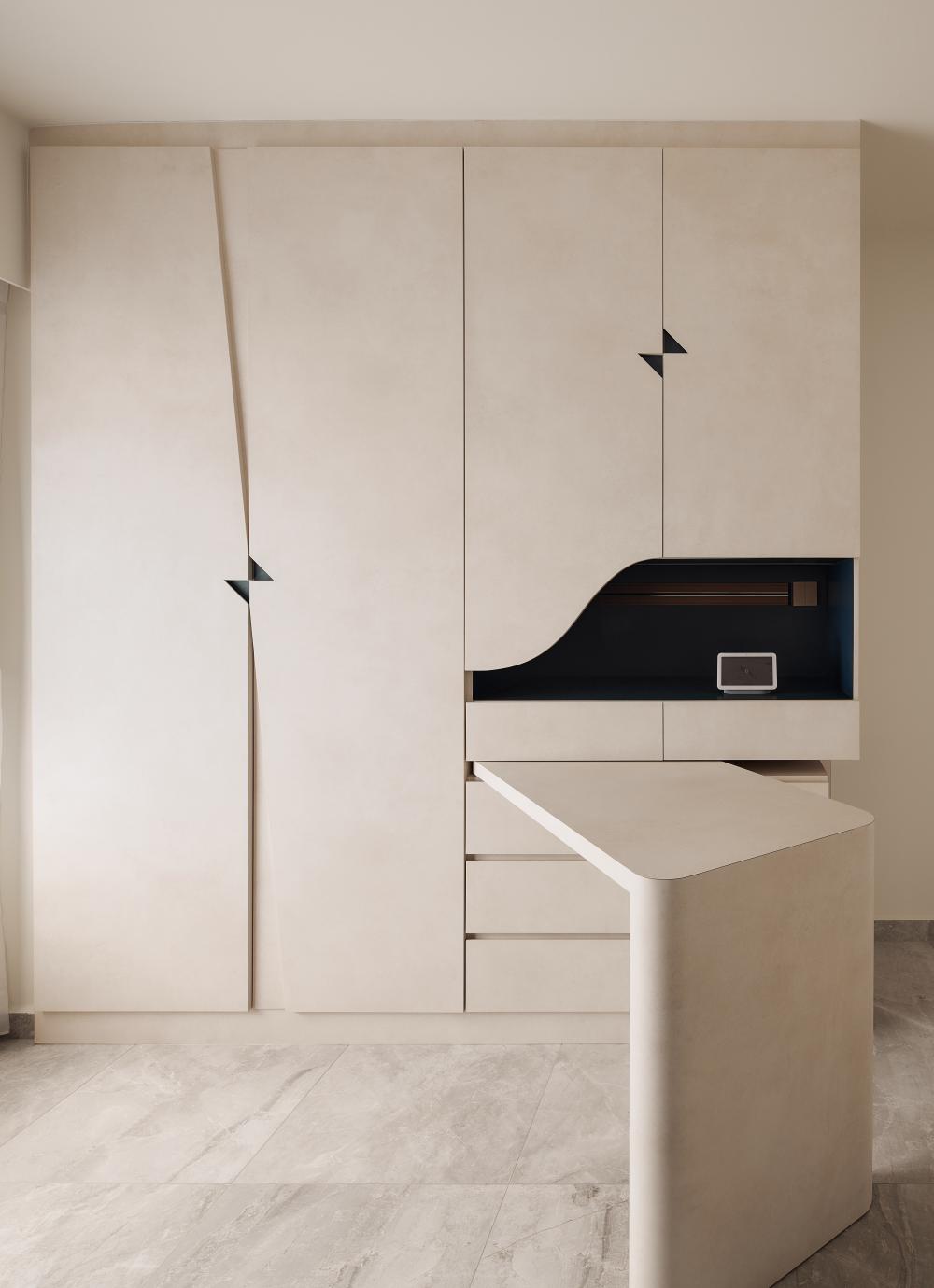 Minimalist Bedroom with Wardrobe and Storage Cabinets