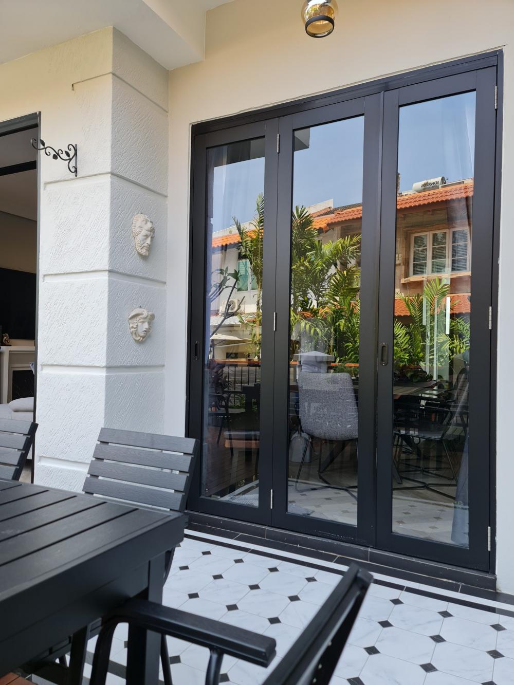 Vintage Patio with Outdoor Table and Outdoor Chairs