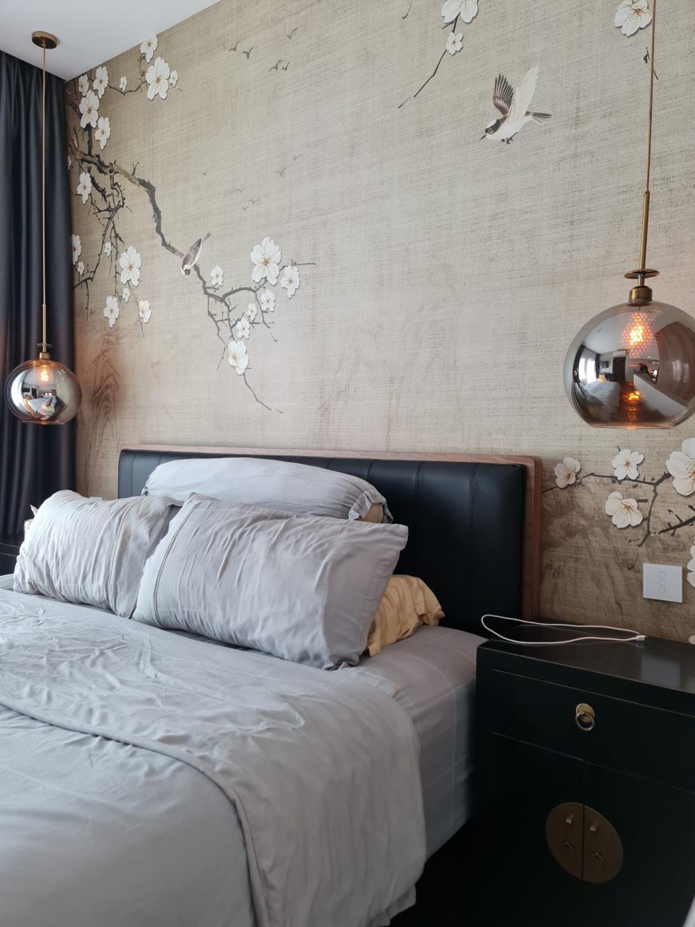 Vintage Bedroom with Bedside Table and Bed