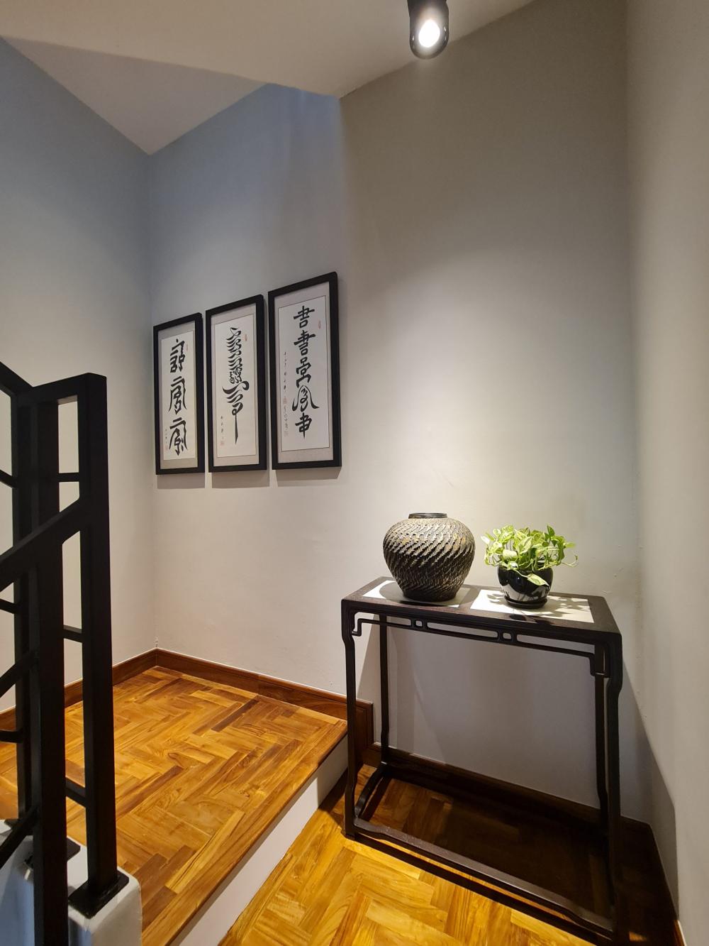 Vintage Foyer with Artwork and Console Table