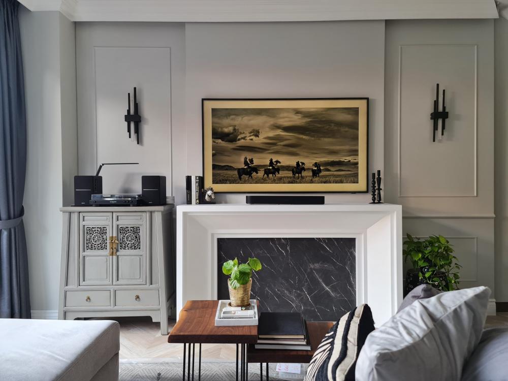 Vintage Living Room with Feature Wall and Sofa