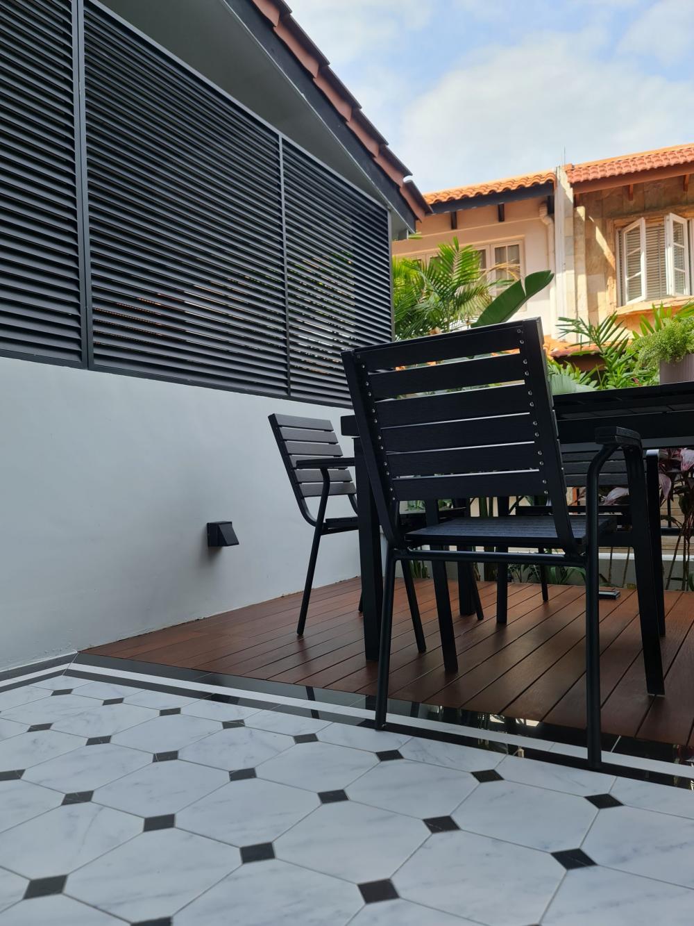 Vintage Patio with Outdoor Table and Outdoor Chairs