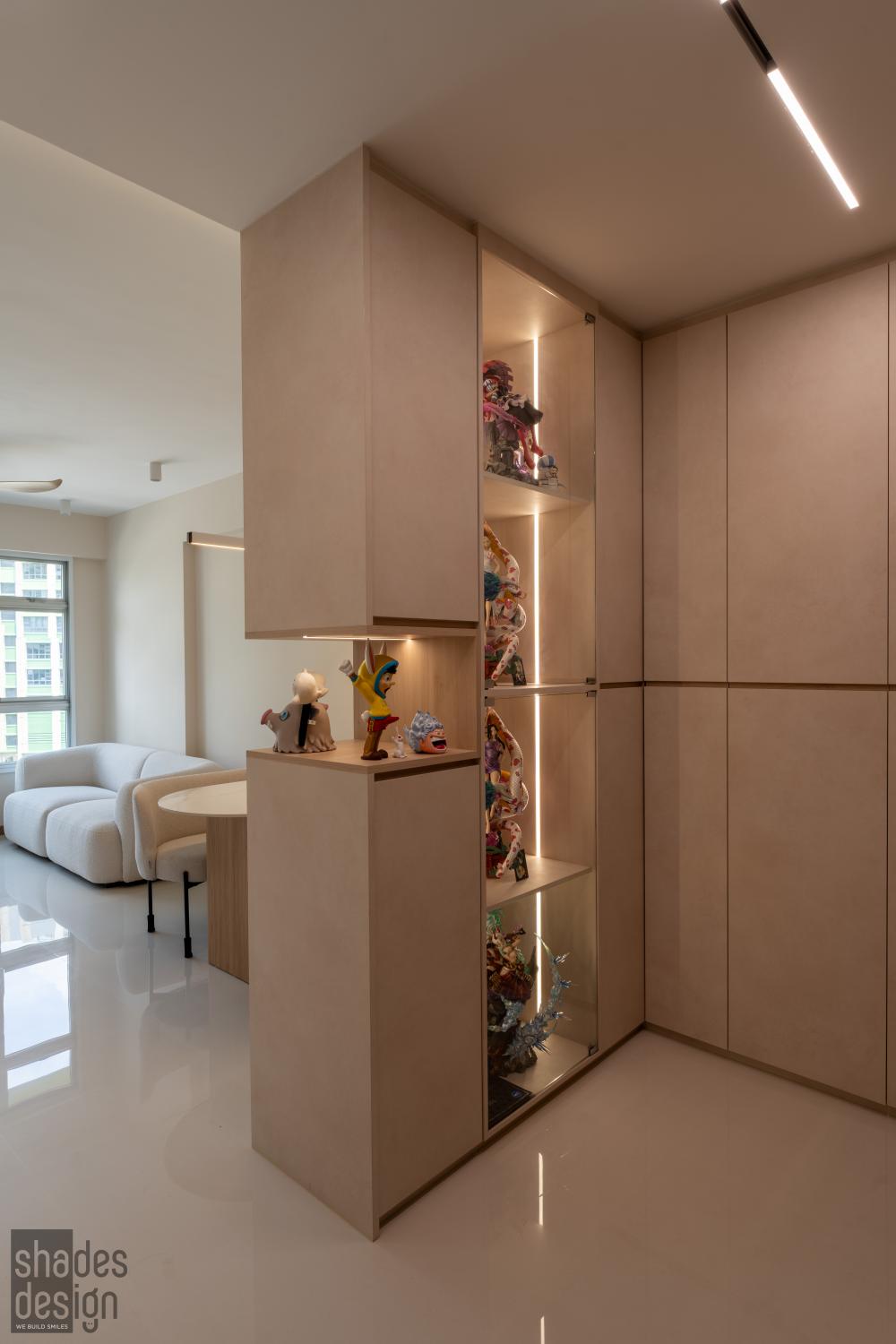 Minimalist Foyer with Display Cabinets and Shoe Cabinets