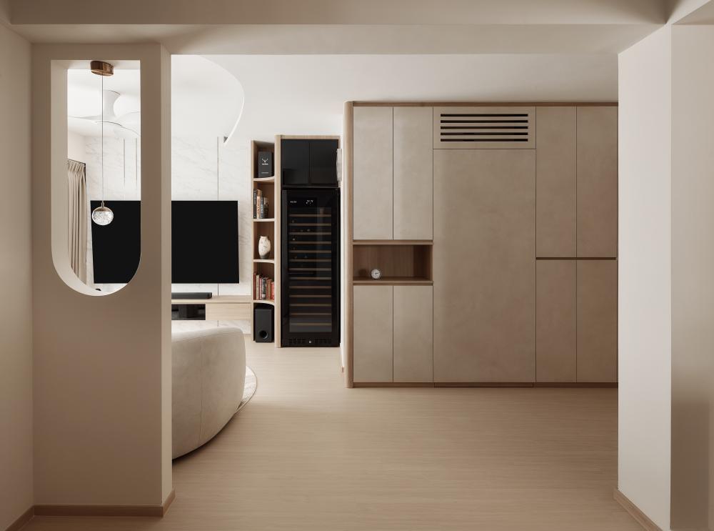 Modern Living Room with Vinyl Flooring and TV Console