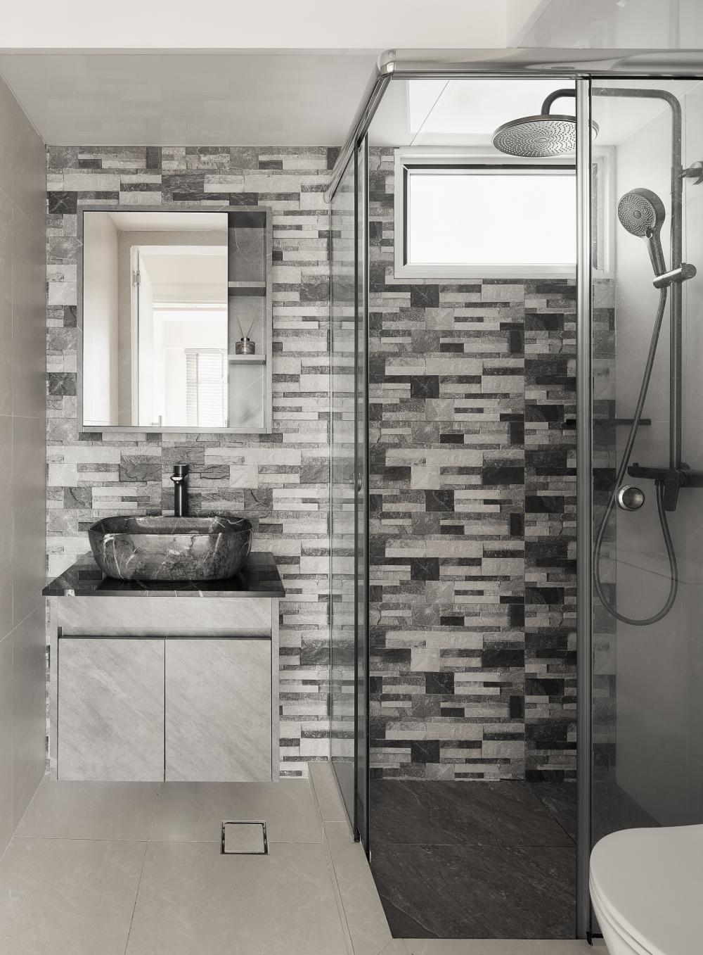 Modern Bathroom with Mirror and Shower Screen