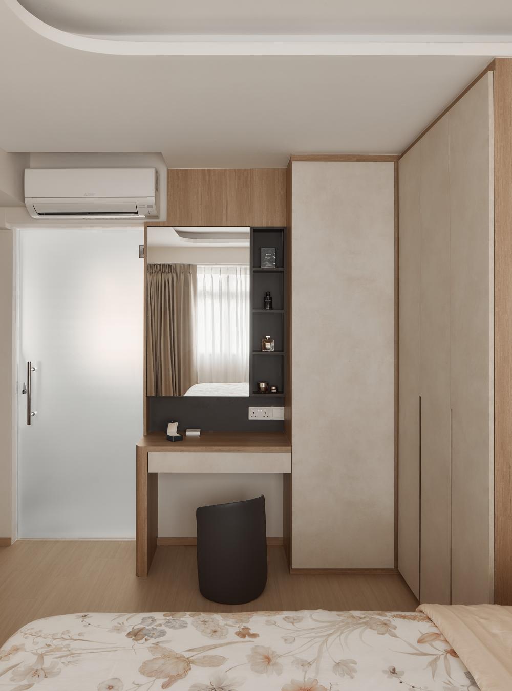 Modern Bedroom with Vinyl Flooring and Wardrobe