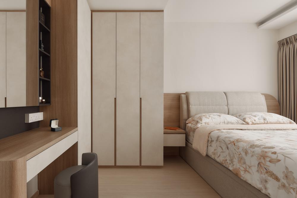 Modern Bedroom with Vinyl Flooring and Wardrobe