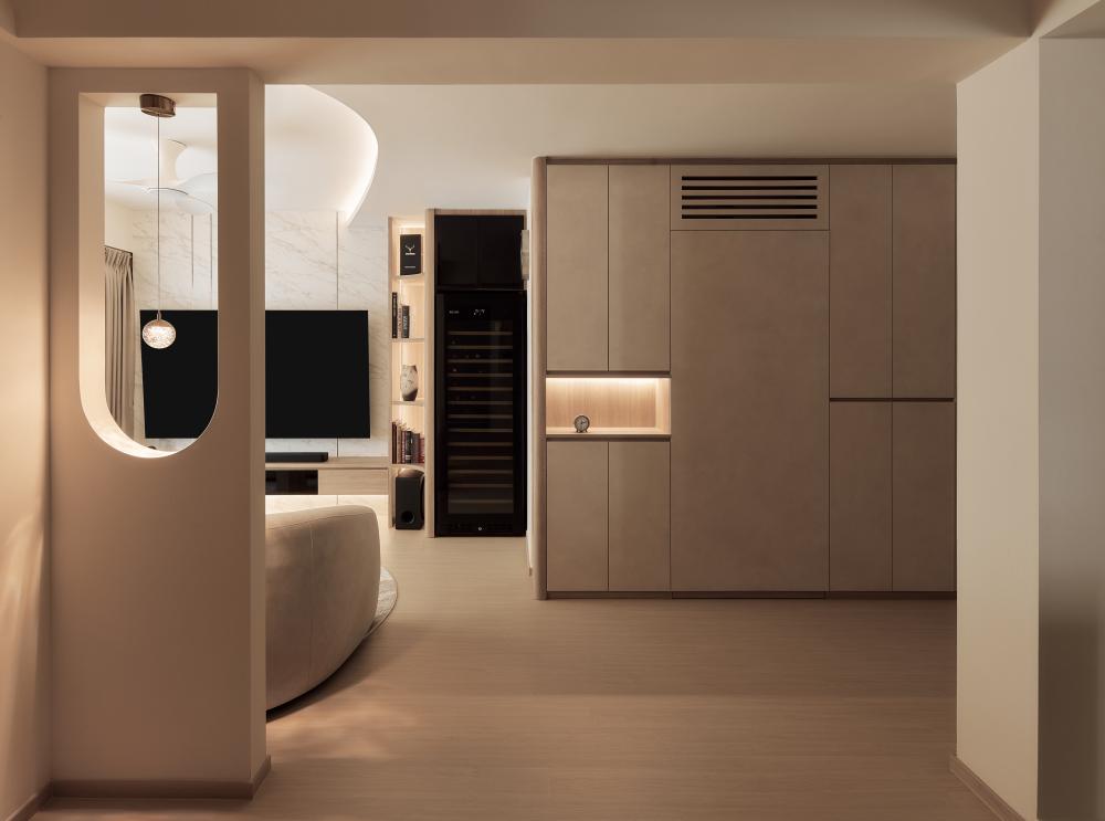 Modern Living Room with Vinyl Flooring and TV Console