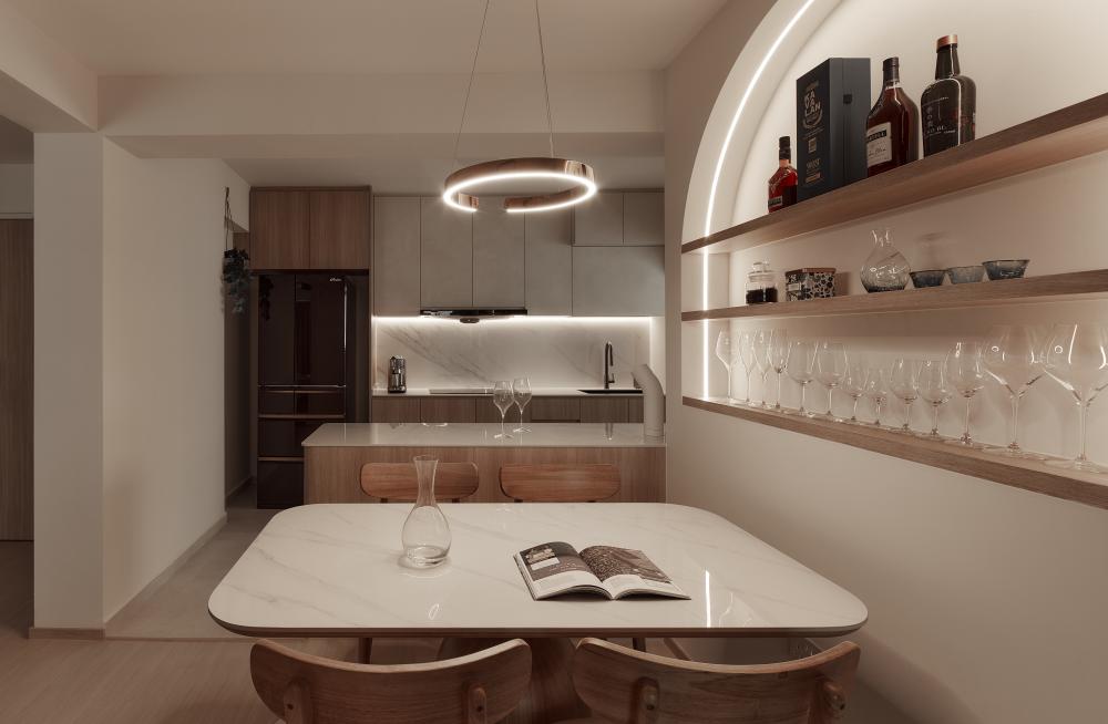Modern Dining Room with Dining Table and Lighting